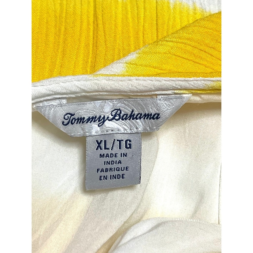 Tommy Bahama Maxi Dress Womens XL‎ Yellow Striped High Low Tassel Wrap - Picture 2 of 12